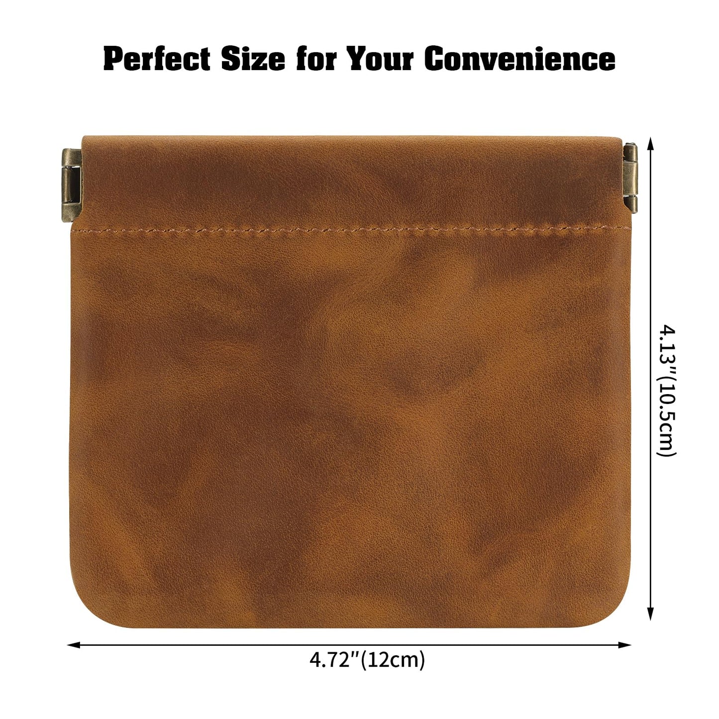 Jack&Chris Mini Coin Purse, Genuine Leather Small Coin Wallet, Leather Squeeze Coin Purse Pouch Change Holder For Men & Women, JC309