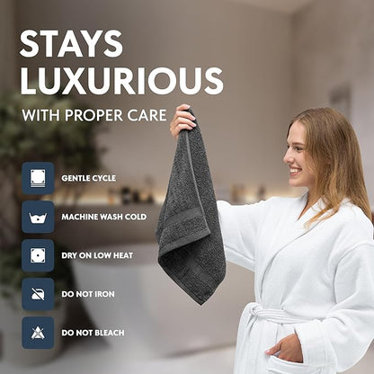 White Classic Luxury Dark Gray Hand Towels