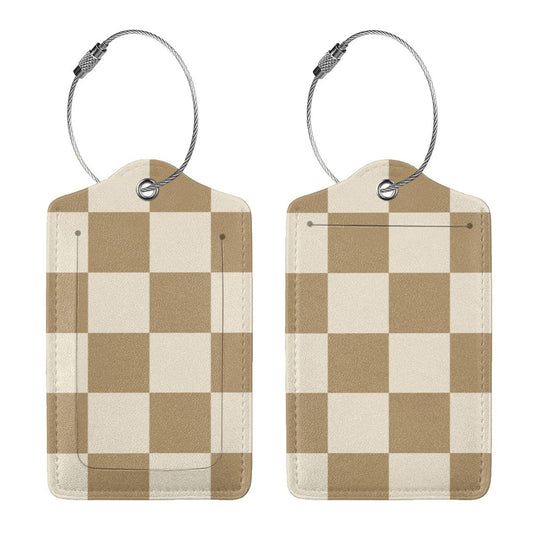 Luggage Tags for Suitcases, 2 Pack Cute PU Leather Luggage Tag TSA Approved with Stainless Steel Loop and Address Card Baggage Tag for Travel&Hotel Stays&Cruise Ships&Shipping and Mailing(Coffee)