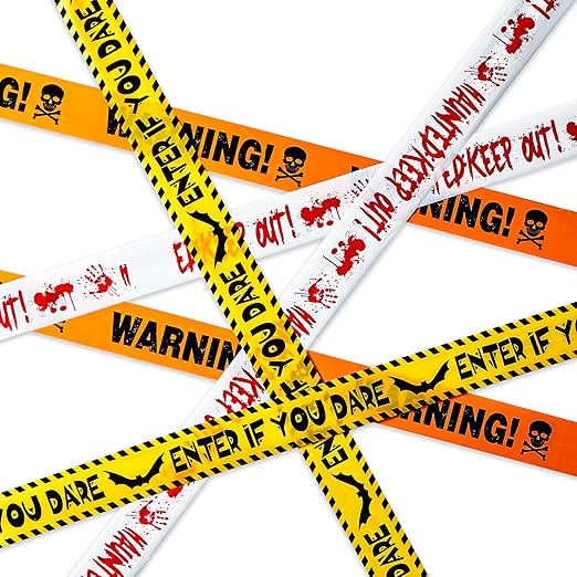 3 Pcs Halloween Fright Tape Bundle - Warning - Enter If You Dare - Haunted Keep Out, 3inx90ft Halloween Decoration Clearance,Caution Tape for Haunted Houses, Danger, Beware and Attention