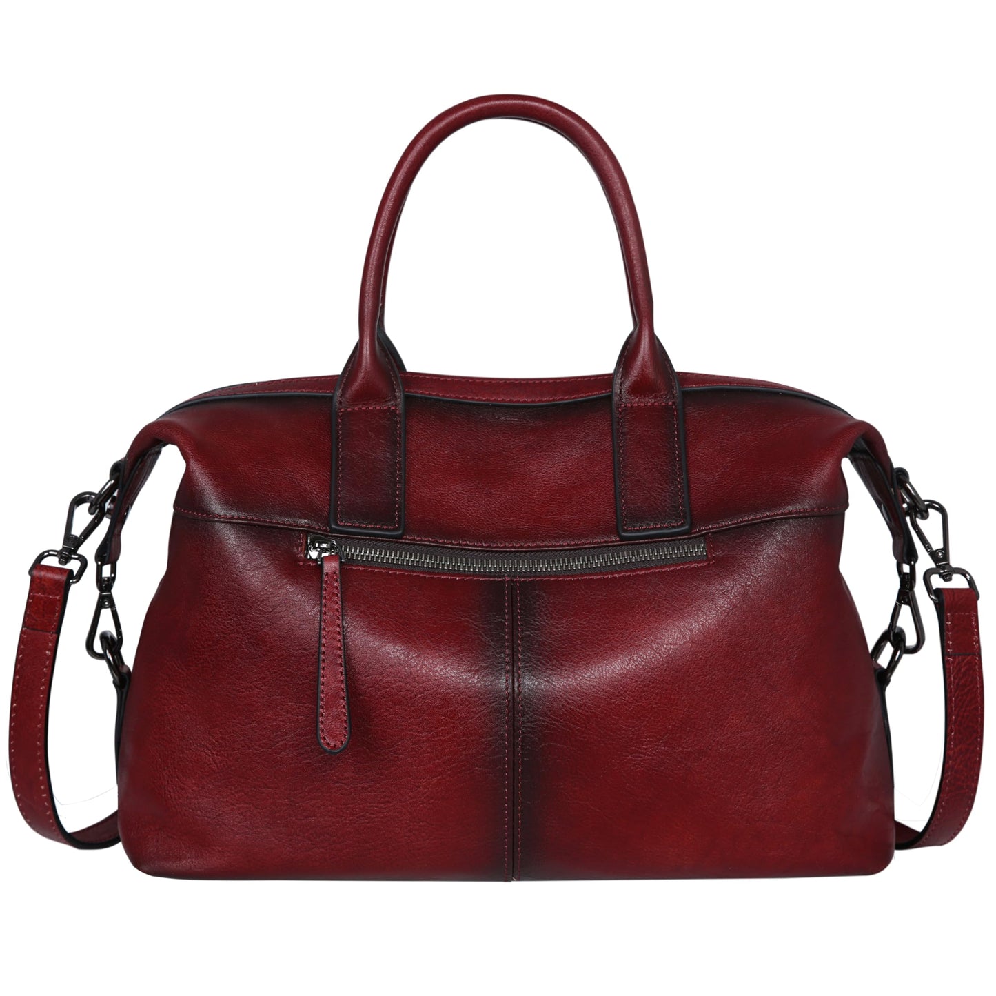 Iswee Genuine Leather Women's Red Shoulder Bag Hobo Top Handle Satchel Work Tote (Wine)