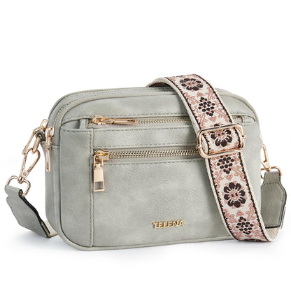 Telena Small Crossbody Bags For Women Vegan Leather Crossbody Purse With Adjustable Wide Strap For Daily Life