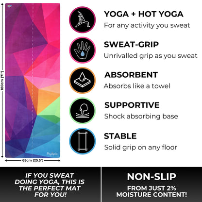 Plyopic. All In One Yoga Mat | Luxury Sweat-Grip Mat/Towel Combo | Ideal for Yoga, Hot Yoga, Bikram, Pilates, Workout & Exercise | Eco-Friendly Natural Rubber