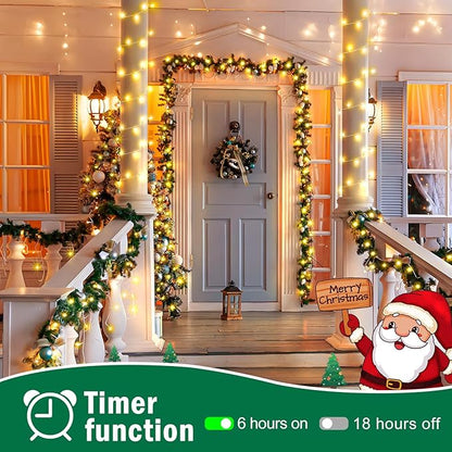 SAUIRS 60FT 160 LED Christmas Lights Outdoor String Lights with 8 Modes Timer Waterproof Fairy Light Plug in for Outside Indoor Party Xmas Palm Tree Yard Wedding Decorations(Warm White)