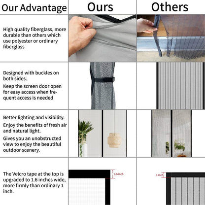 CHIYUNS Double Door Mesh Screen Magnetic Closure Heavy Duty for Sliding Door 72" x 80" Extra Long Magnet Bug Screens for French Doors, Self Closing Fiberglass Mosquito Net for Doorway, Keep Bugs Out
