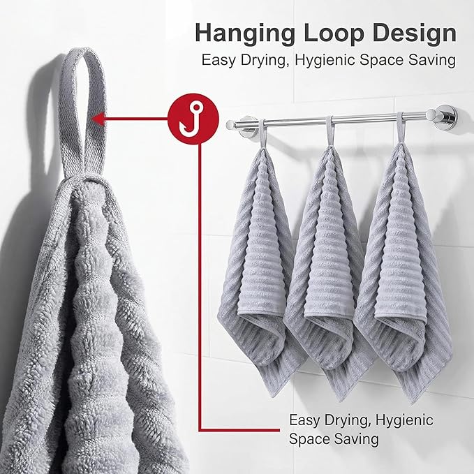 4PCS Gray Microfiber Hand Towels