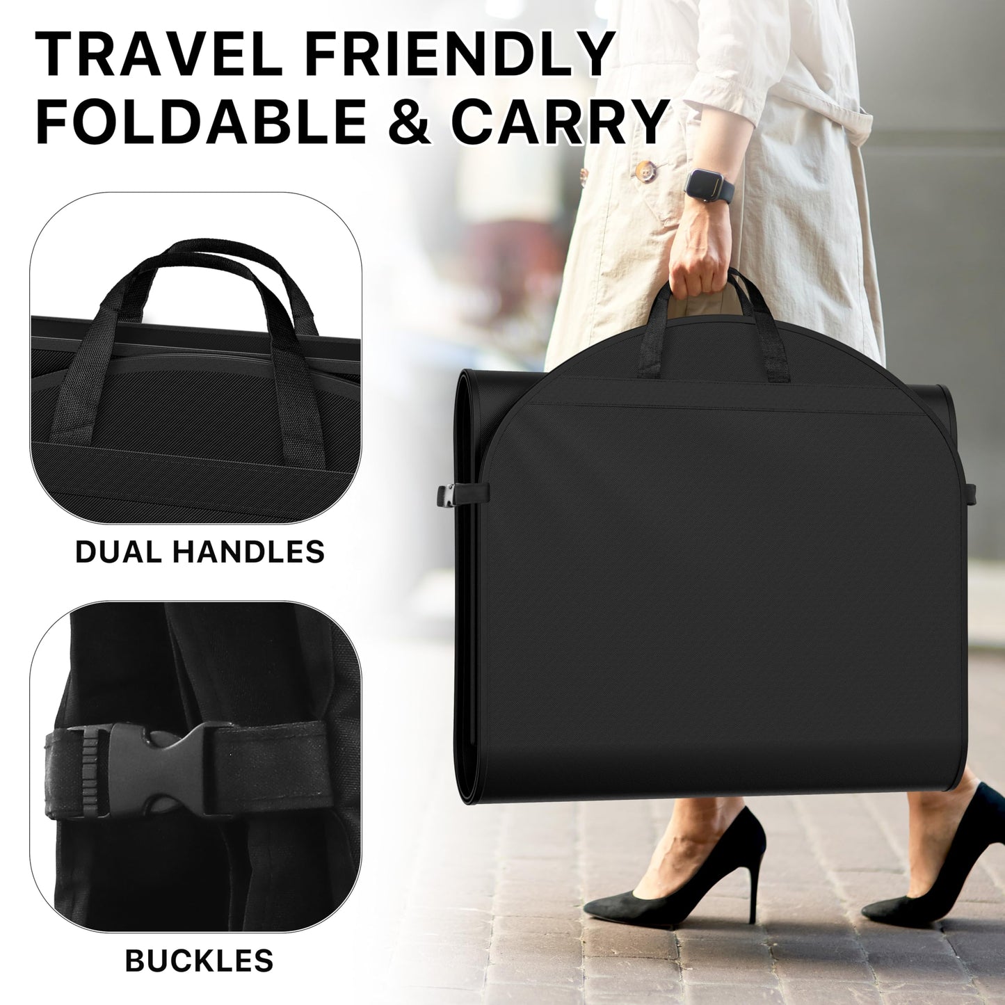 Simple Houseware 65'' Travel Garment Bag with Pockets for Suits, Dresses, Coats, Tuxedos, Heavy Duty 300D Polyester