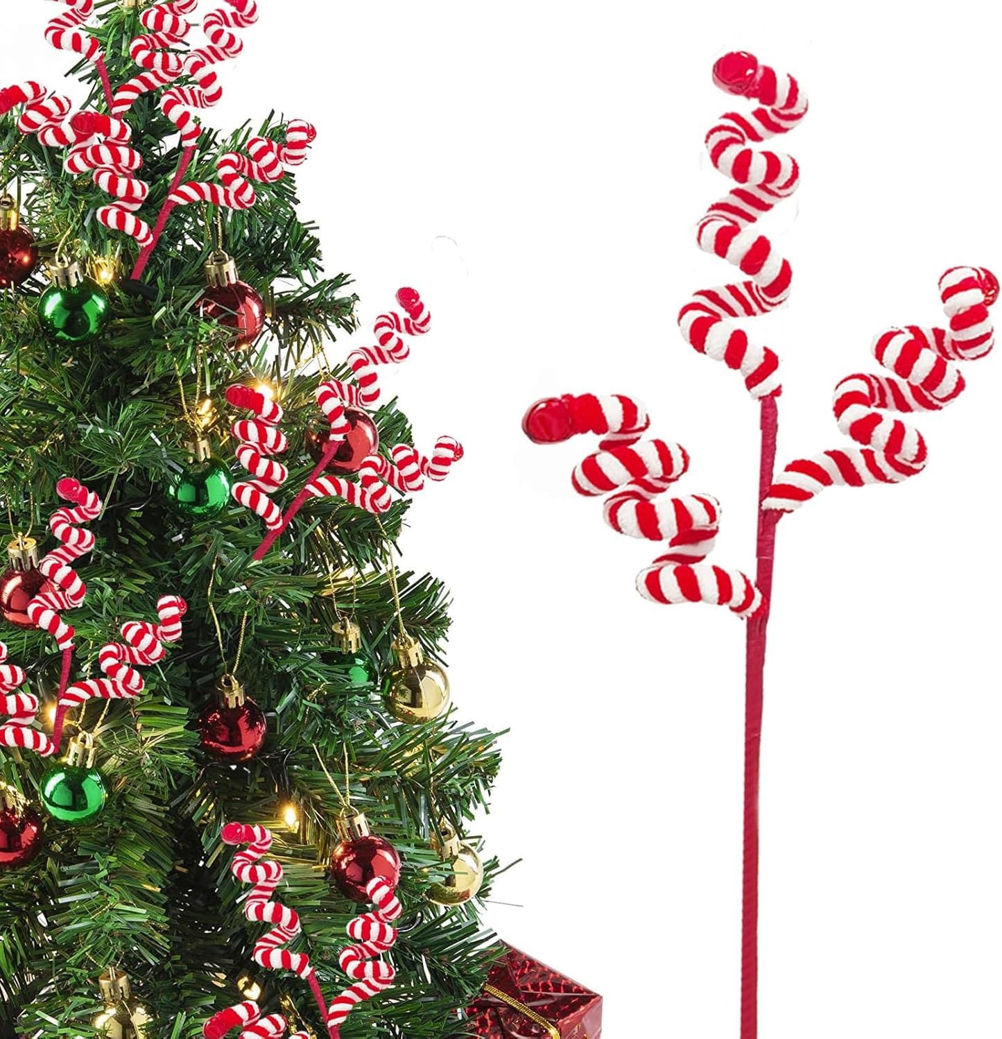 12 Pcs Candy Cane Christmas Decorations, 17 Inch Large Ornaments for Tree Picks, Tree Decorations, Red and White Ornaments, Big Tree Topper Filler