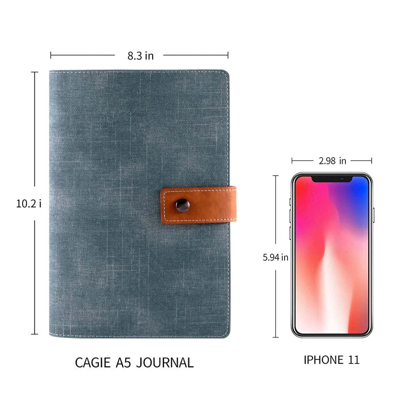 CAGIE A5 Refillable Faux Leather Traveler Notebook Binder Journals 6 Ring Binder Personal Organizer Travel Diary for Women Men Lined Grid Blank Paper with Calendar