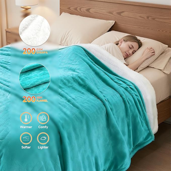 Heated Blanket Electric Throw Blanket 50"x60" Fast Heating Electric Blanket with 5 Heat Levels & 4 Hours Auto-Off Overheat Protection Cozy Soft Flannel Heated Throw Blanket
