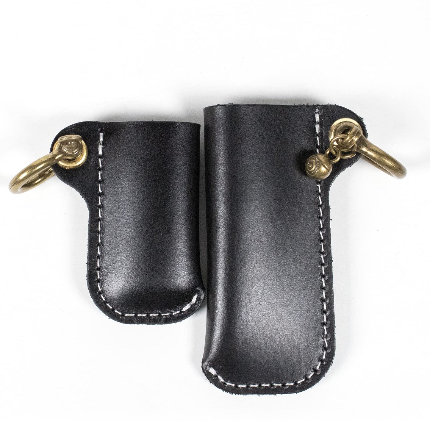HUMWE Leather Lighter Case Holder for BIC Mini/Standard Size Lighters Sleeve Cover Genuine Leather Case Pouch with Metal Horseshoe Shackles for Keychain Pendant (Black, Mini and Standard)