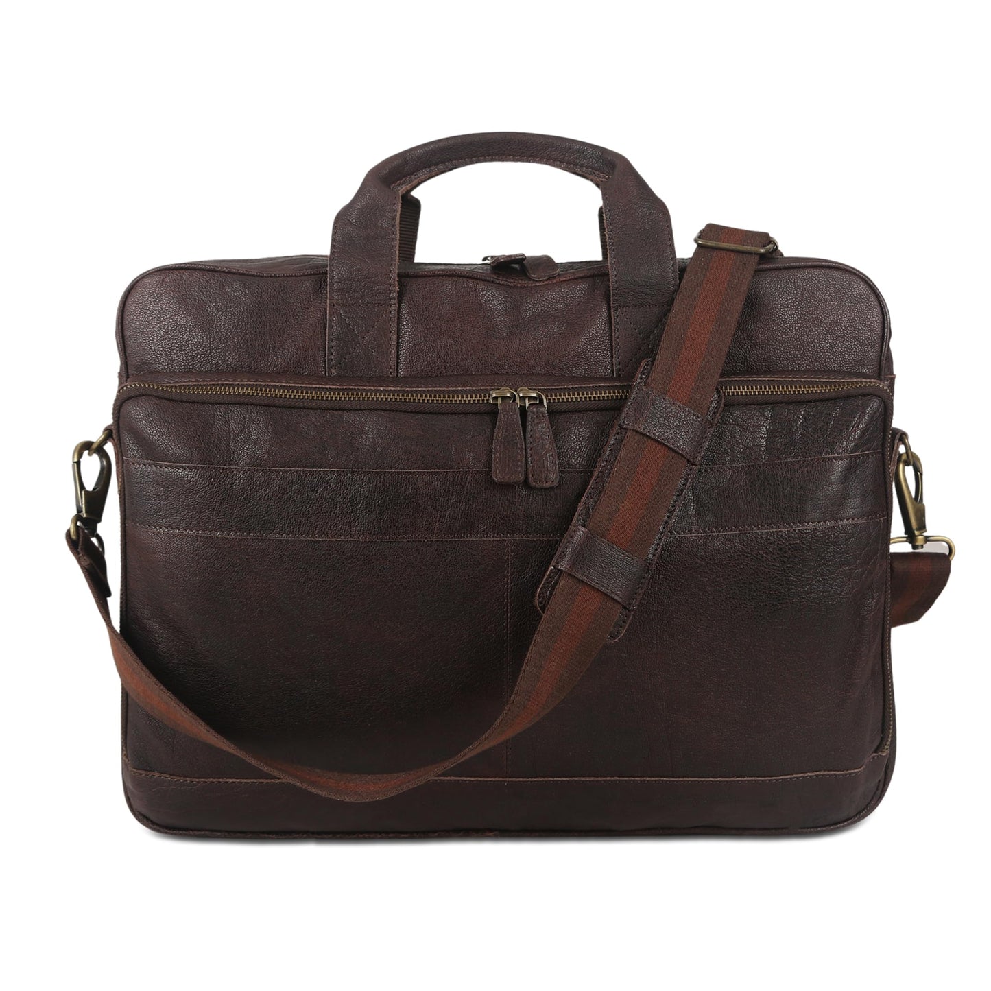 Leather briefcase 18 Inch Laptop Messenger Bags for Men and Women Best Office briefcase Satchel Bag (Brown)