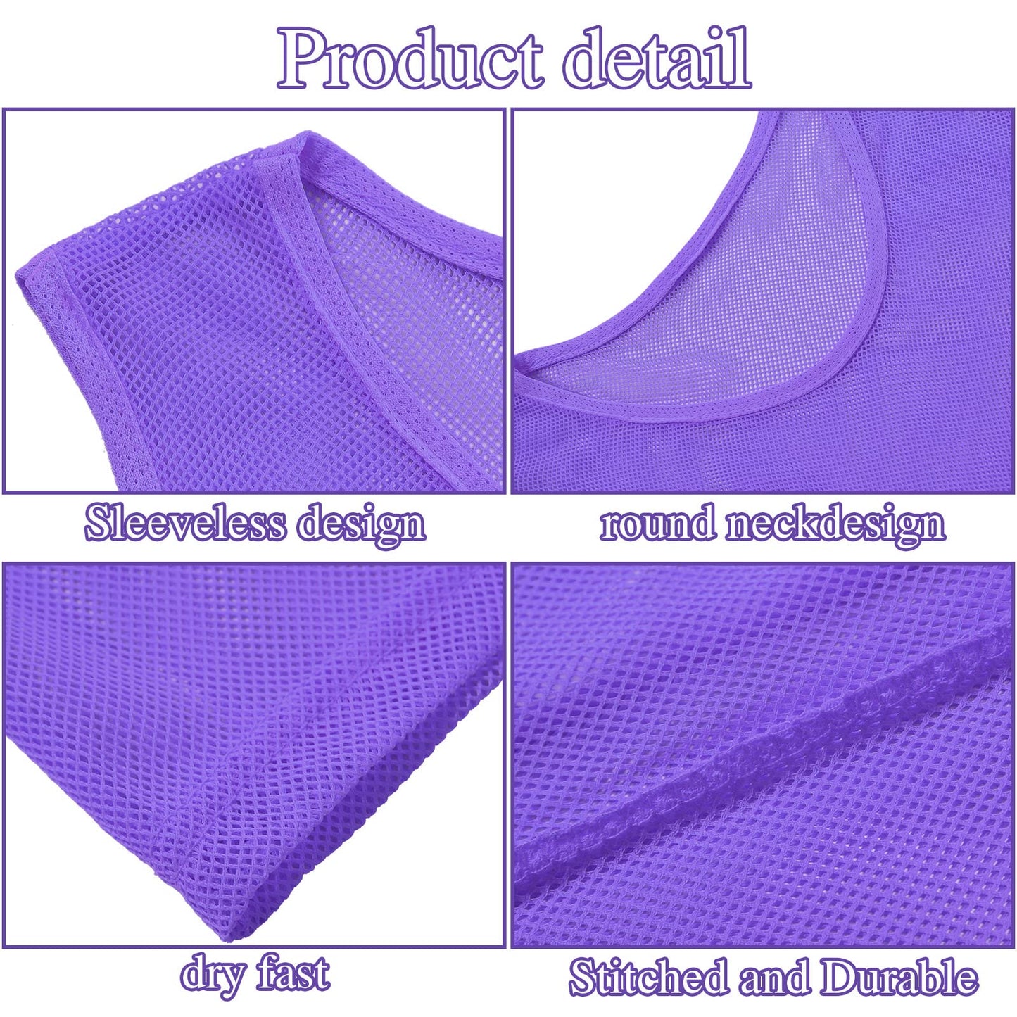 Sintege 12 Pcs Soccer Pinnies Pennies Jersey Scrimmage Vest Sports Practice Jersey Mesh Basketball Vest for Youth Adult Kids(Medium,Purple)