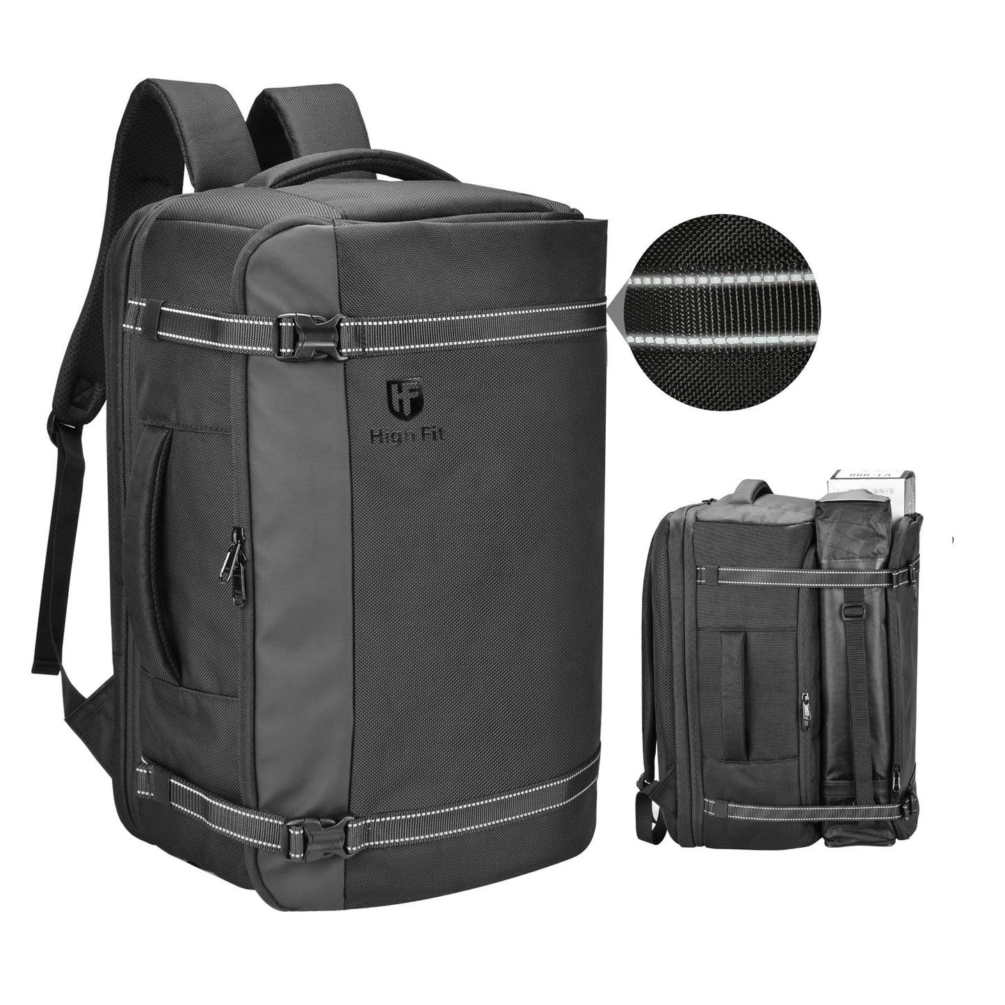 HIGH FIT Travel Backpack 40L, TSA Friendly Airline Flight Approved Carry On Laptop Backpacks Lightweight Business Knapsack,Large Capacity Rucksack,Weekender Bag Daypack,Fits 17.3 Inch Laptop