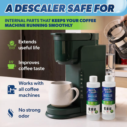 Quick & Clean 2-Pack Descaler (8 Total Uses) - Made in the USA - Descaling Solution for Keurig, Nespresso, Ninja, Delonghi, Coffee and Espresso Machines