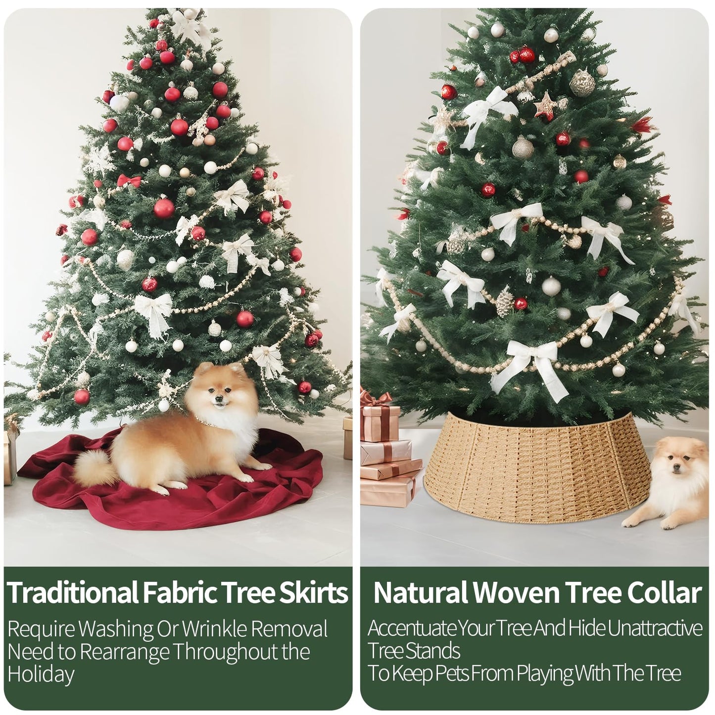 Christmas Tree Collar, 28in Farmhouse Detachable Handwoven Christmas Tree Base Cover, Rustic Tree Collar Ring, Christmas Holiday Decoration