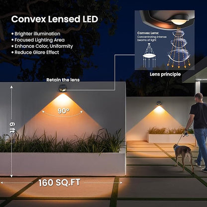 SOLPEX Solar Lights Outdoor Waterproof IP65, Solar Stair Lights Outdoor for Fence, Deck, Step, RGB Multicolor LED 11 Lighting Modes House Wall Light for Porch, Backyard, Fence, Garden Decor-8 Pack