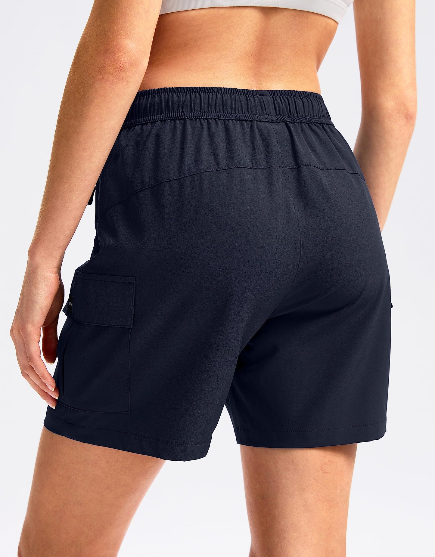 SANTINY Women's 5''/ 7''/9'' Hiking Cargo Shorts Quick Dry Lightweight Summer Shorts for Women Athletic Golf Zipper Pockets(Navy_XL)