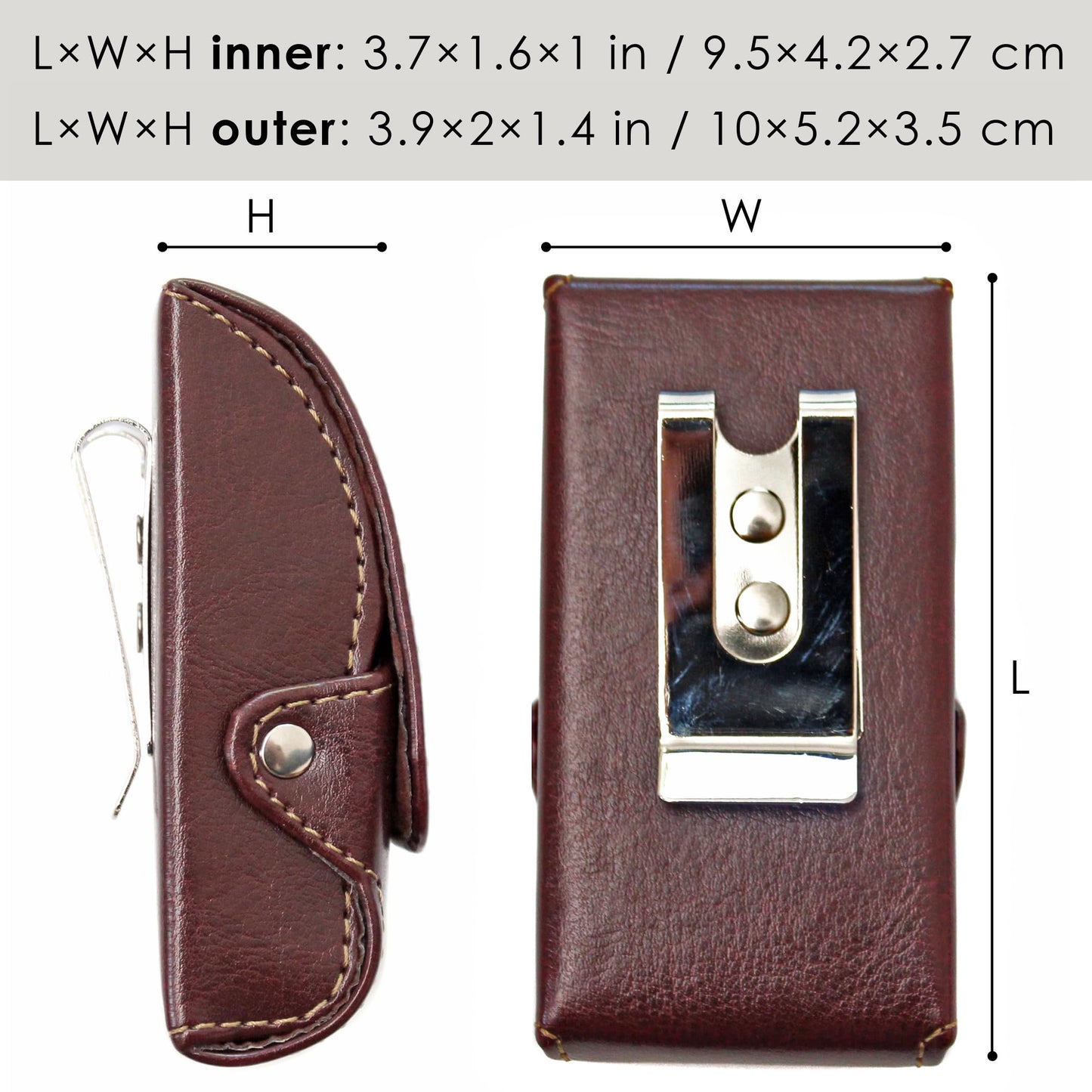 Orsus Folding Eyeglass Hard Case with Belt Clip, PU Leather 3.7 In Hard EDC Belt Clip Case Folding Sunglass Sheath M04BR