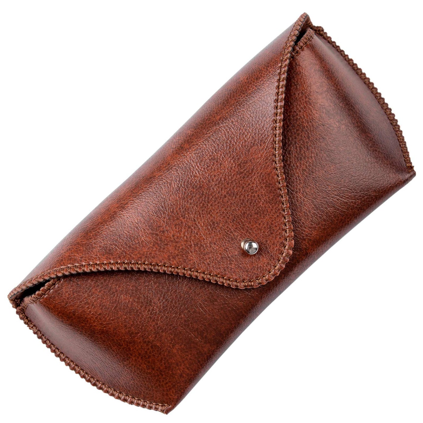 PU Leather Sunglass Case, Soft Premium Sunglasses Case Pouch Brown, Medium Big Glasses Holder For Men and Women