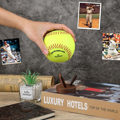 GUSHBIN Softball Holder Wooden Baseball Display Stand for Collector, Baseball Holder Small Sport Ball Display Rack for Softball Tennis Spheres,2 Inches Tall