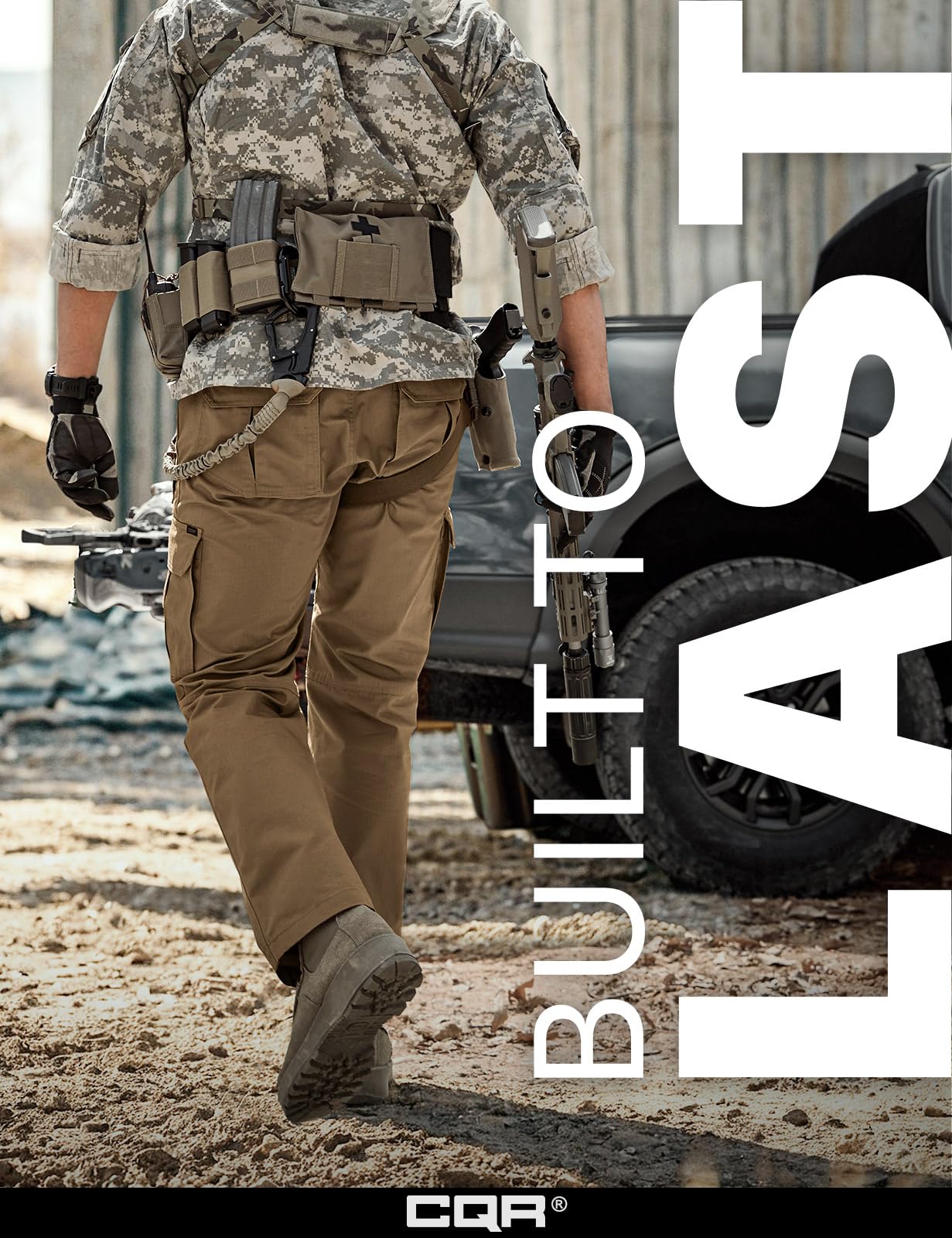 CQR Men's Tactical Pants, Water Resistant Ripstop Cargo Pants, Lightweight EDC Work Hiking Pants, Outdoor Apparel, Raider Mag Cougar, 38W x 32L