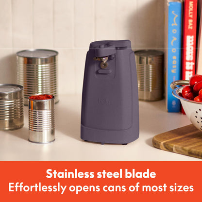 bella Electric Can Opener and Knife Sharpener, Multifunctional Jar and Bottle Opener with Removable Cutting Lever and Cord Storage, Stainless Steel Blade, Surf
