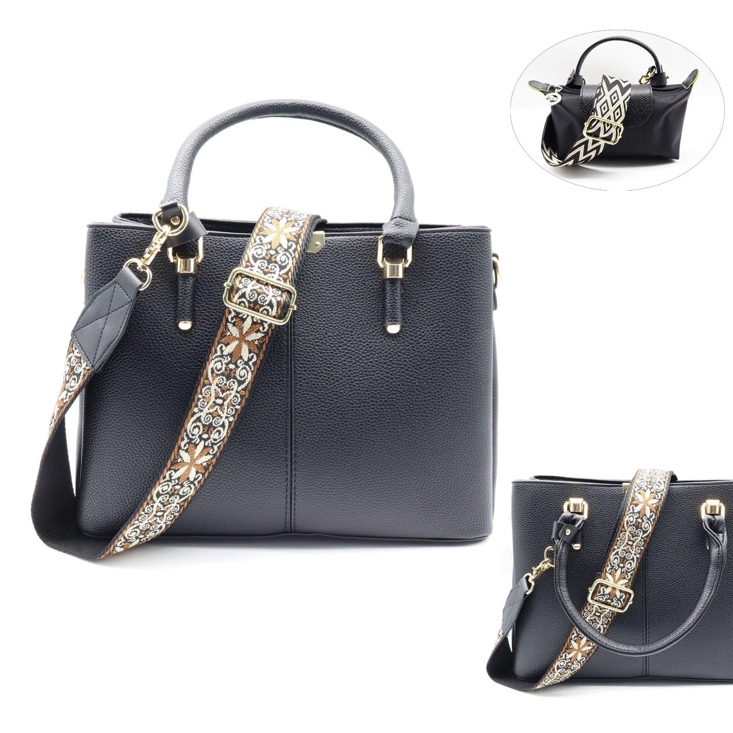 Purse Strap Handbag Accessories Crossbody Bag Adjustable Replacement Conversion Kit,Black Bag Straps for Large Shoulder Bag