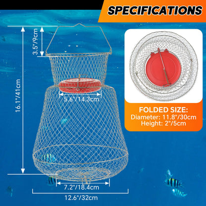 weyleity 2 Pack Floatable Galvanized Steel Wire Fish Basket