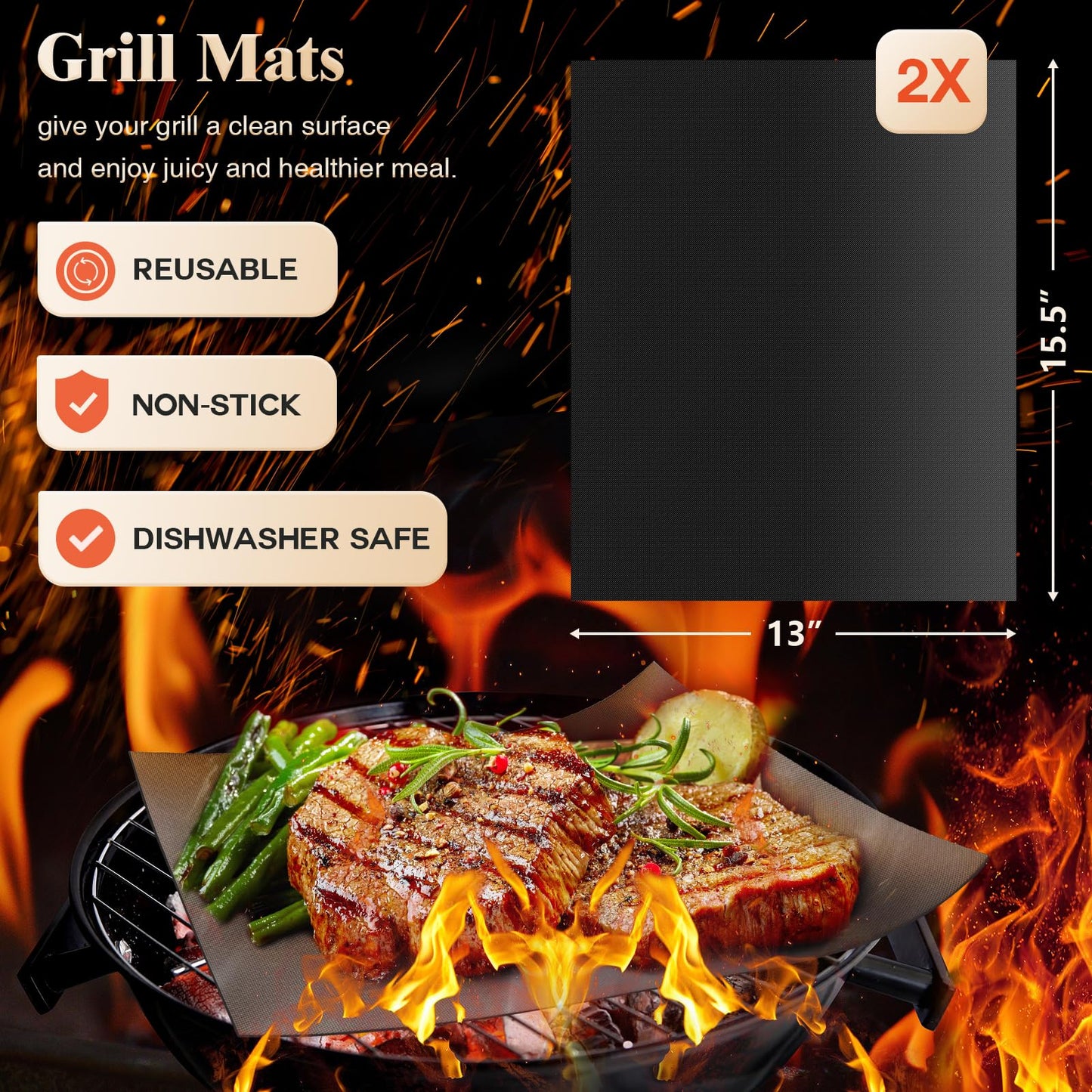 ROMANTICIST 26pcs Grilling Gifts for Men, Dad Gifts for Father's Day, Stainless Steel BBQ Grill Accessories Tools Set, Heavy Duty BBQ Utensils Kit with Apron, Thermometer, Mats in Aluminum Case Brown