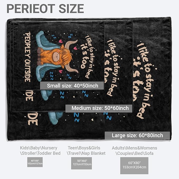Cute Highland Cow Lightweight Throw Blanket, Cartoon Sleep Animal with Heart and Star, Warm Soft Cozy Flannel Blankets, Couch Dorm Home Decor All Season Use, 60x50in, Gifts for Girls Women