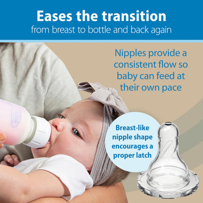 Dr. Brown's Anti-Colic Options+ Narrow Glass Baby Bottle with Level 1 Slow Flow Nipple, BPA-Free, 4 oz/120mL, 2-Pack