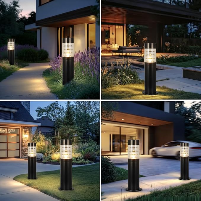 Landscape Path Light Waterproof Outdoor Landscape Lighting 60CM Outdoor Pathway Light Aluminum Modern Bollard Lights Modern Black Driveway Lighting Lawn Floor Lamp For Walkway Patio Yard Garden