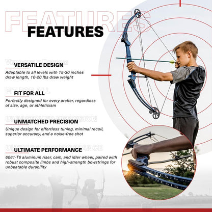 Genesis Original Compound Bow & Arrow Kit- Adjustable Riser, 15"-30" Draw Length, 10-20 lb Draw Weight, All Skill Levels, Draw Hand - Right, Pink