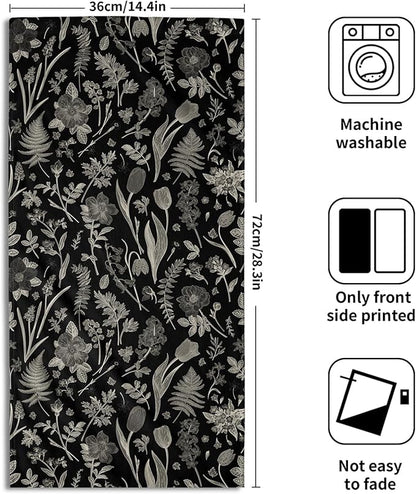 Black Spring Floral Hand Towels
