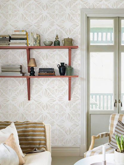 Fiula Boho Wallpaper Neutral Peel and Stick Wallpaper 78.7"x17.3" Geometric Wall Paper Beige and White Contact Paper Textured Removable Vinyl Waterproof for Bedroom Farmhouse Kitchen Bathroom