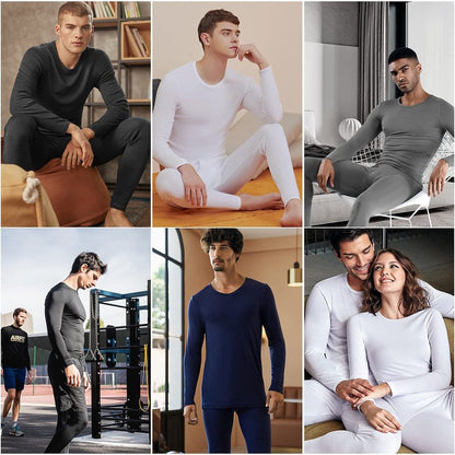WEERTI Thermal Underwear for Men Long Johns with Fleece Lined Base Layer Men Cold Weather Top Bottom-Grey XXL