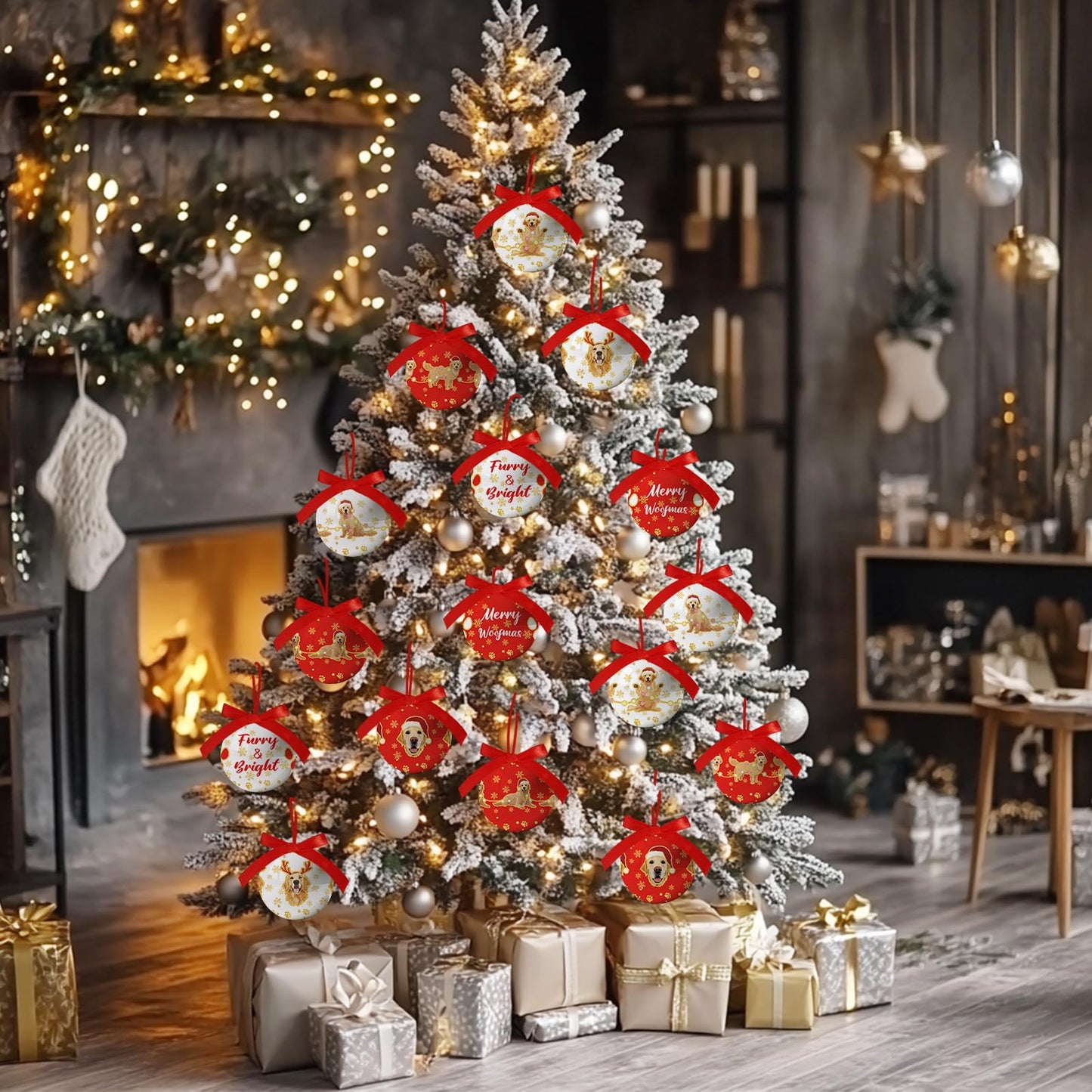Golden Retriever Christmas Decor - Dog Christmas Tree Decorations Golden Retriever Ornament Hanging Balls, Cute Decorations Ball 2.36 Inch for Xmas Tree Party Home Holiday，Xmas Gifts Set of 16Pcs