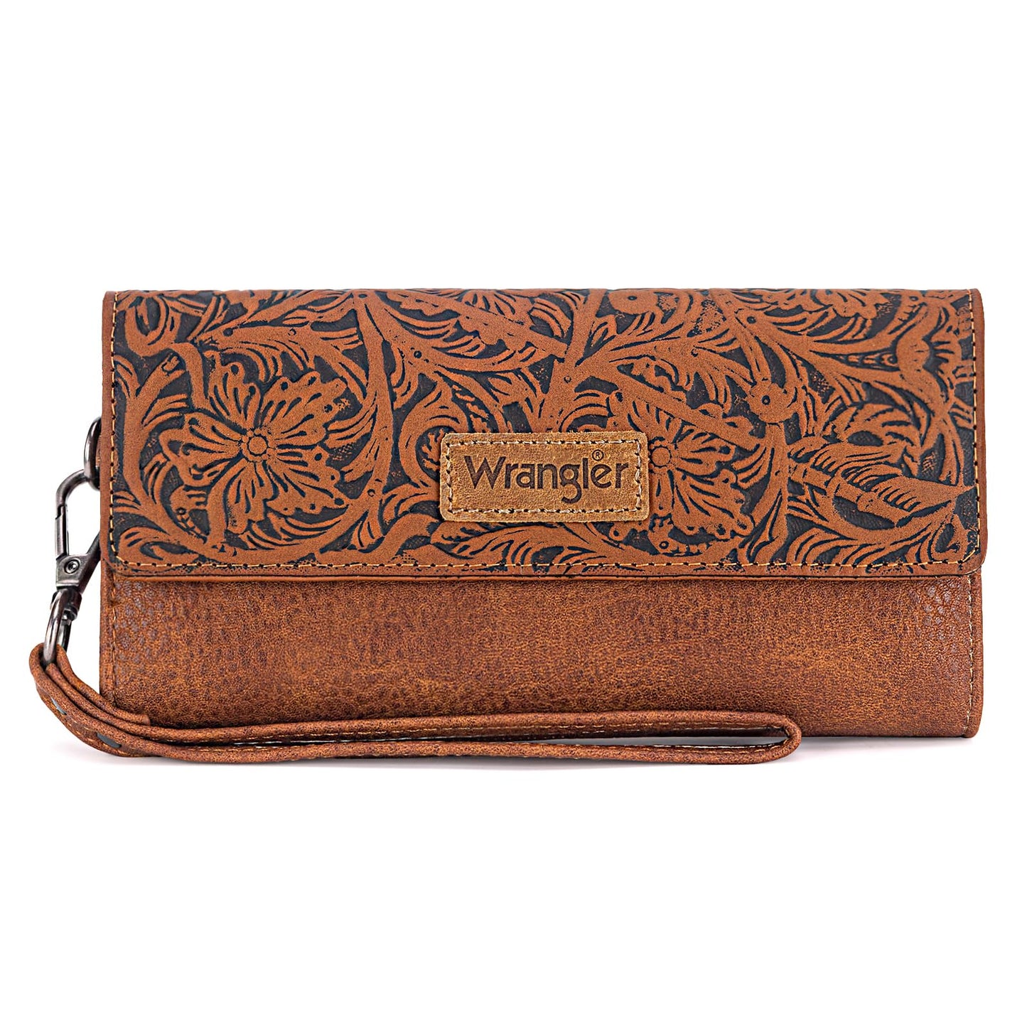 Montana West X Wrangler Tooling Women's Wallets Brown Western Wallet for Women Wallets, Card Cases & Money Organizers Phone Wallet Women Wristlet with Coin Purse WG196-W056BR