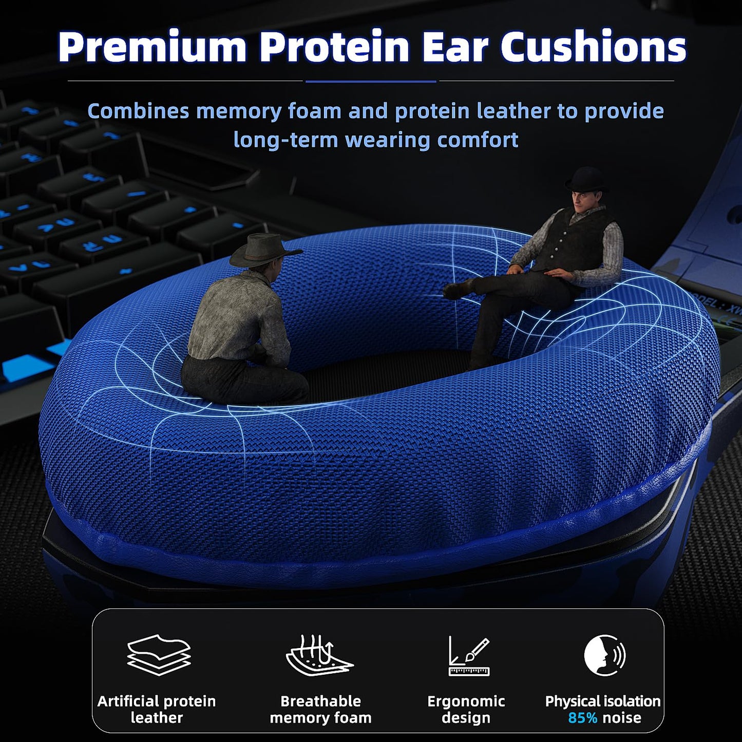 Tatybo Gaming Headset for PS5 PS4 Switch Xbox PC, Surround Sound Gaming Headphones with Noise Canceling Mic