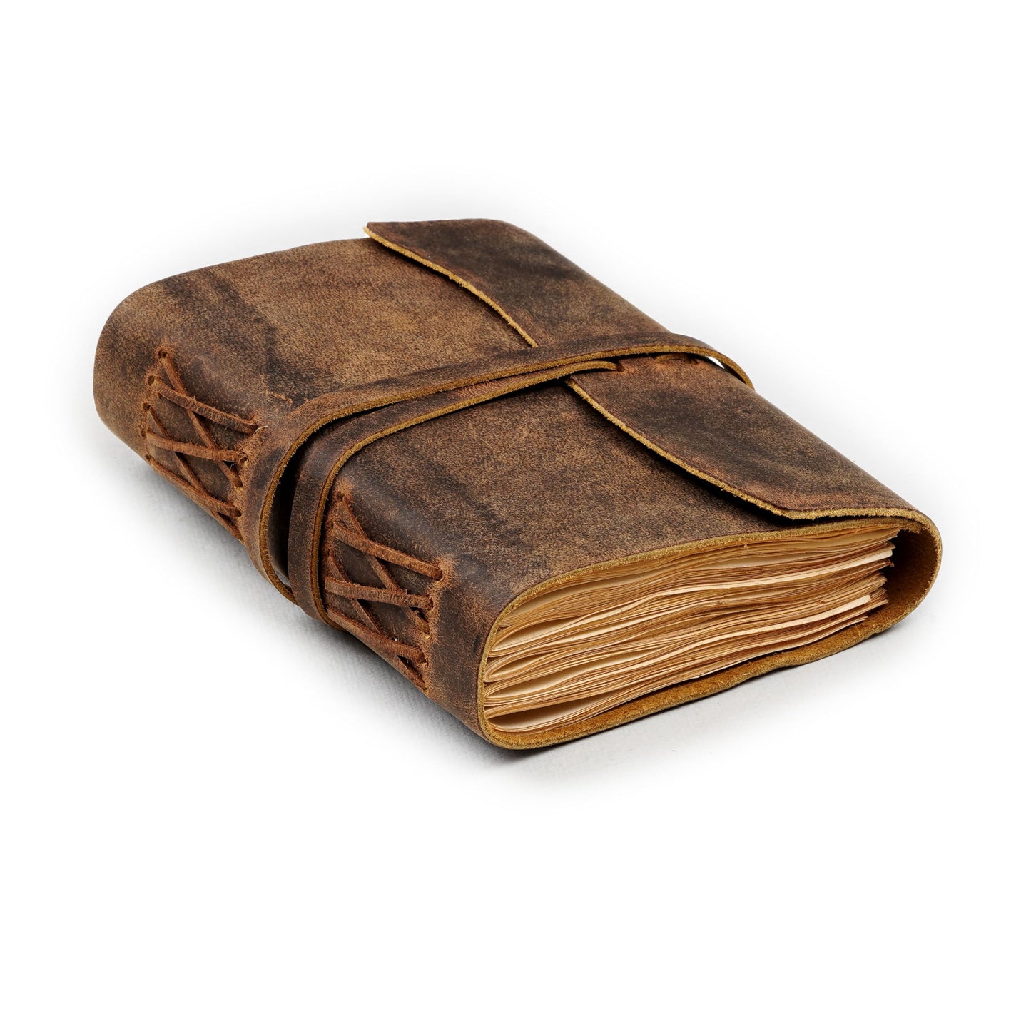 LEATHER VILLAGE Leather Bound Journal - Rustic Brown, 7"X5", 220 Pages - Vintage Blank Paper Diary for Writing, Drawing, Sketchbook, and Travel Notebook - Ideal for Women and Men