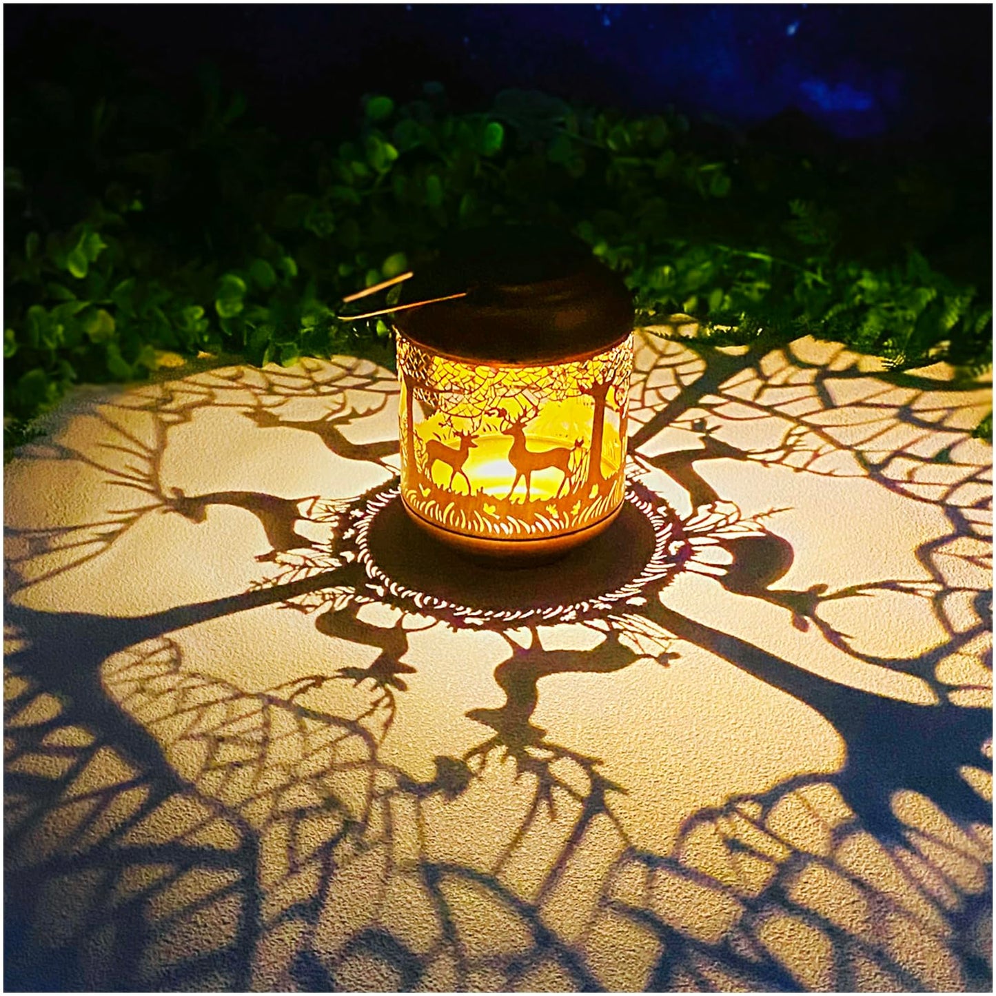 Deer Solar Lanterns Outdoor Waterproof Hanging Solar Lights Deer Gifts for Women Men Metal Decorative LED Lanterns for Yard,Patio,Lawn,Tabletop,Pathway,Landscape,Garden Decor
