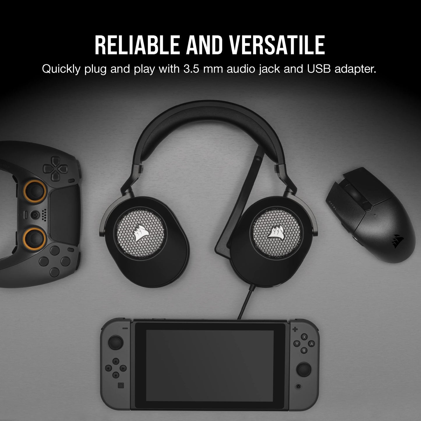 Corsair HS65 Surround Multiplatform Wired Gaming Headset – Dolby Atmos – SonarWorks SoundID – iCUE Compatible – PC, Mac, PS5, PS4, Xbox, Nintendo Switch, Mobile – Carbon