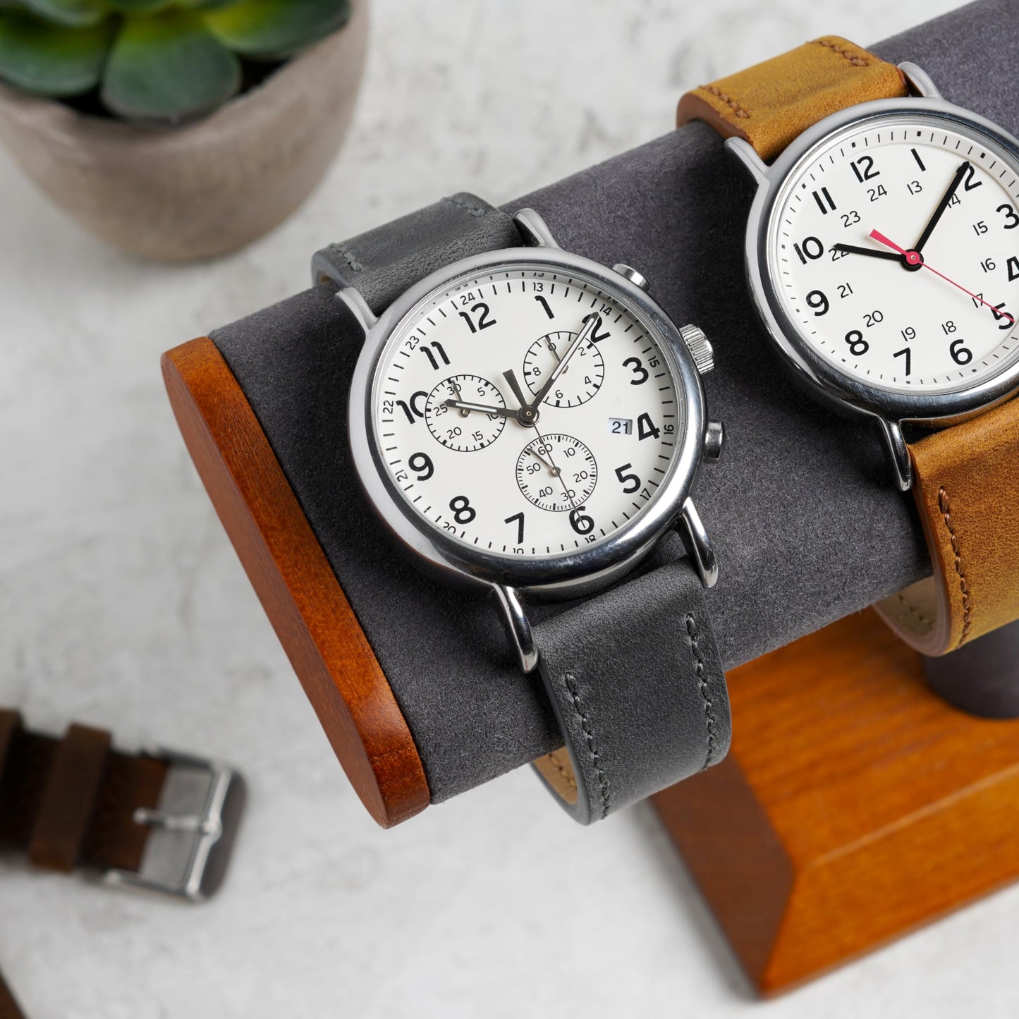 Benchmark Leather Watch Band - Crazy Horse Leather Watch Straps for Men & Women - Quick Release Spring Bars - Choice of Color - 18mm, 20mm, or 22mm Widths (20mm, Grey)
