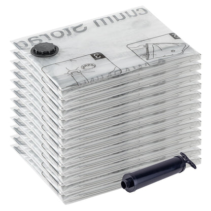 Vacuum Storage Bags 12 Jumbo, Space Saver Bags with Travel Hand Pump, Compression Airtight Sealer Bags for Clothes, Bedding, Pillows, Comforters, Blankets