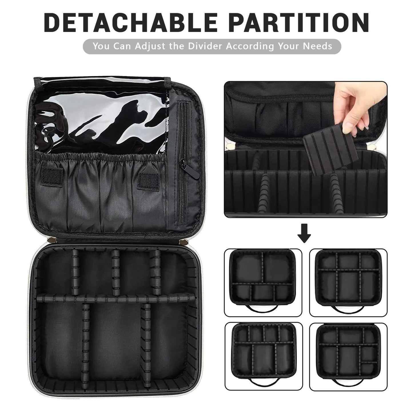 WIRIBEY Large Cosmetic Bag, Portable Makeup Bag with Adjustable Partition, Cosmetic Bags for Women Toiletry Travel Organizer Portable Make Up Bags for Christmas Birthday Gifts