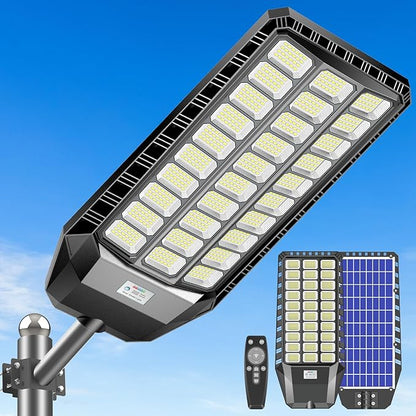 9000W Solar Street Lights Outdoor Waterproof, Commercial Grade 480000 Lumens Dusk to Dawn Solar Flood Light Motion Sensor, LED Solar Lights Outdoor with Remote Control for Parking Lot, Backyard