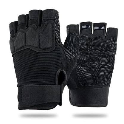 FIORETTO Fingerless Gloves for Men, Breathable Grip Palm Gloves for Motorcycle Riding, Driving, Cycling, Exercise, Workout, Climbing, Hiking and Outdoor Activities Black Medium