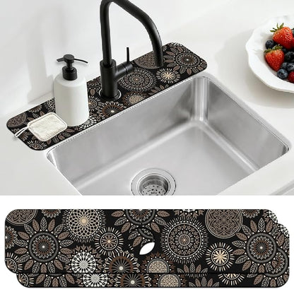 2 Pcs Kitchen Sink Splash Guard Faucet Mats Mandala Pattern Faucet Mat