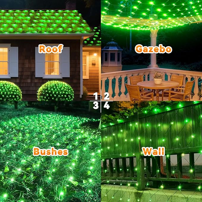 LitHome 21FT x 5FT Christmas Net Lights Outdoor Mesh Lights, 360 LED Christmas Net Light for Bushes Connectable, 8 Modes Green Giant Mesh Light Waterproof for Garden Party Roof St Patrick’s Day Decor